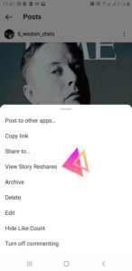 steps 2 to see who shared post on Instagram Story